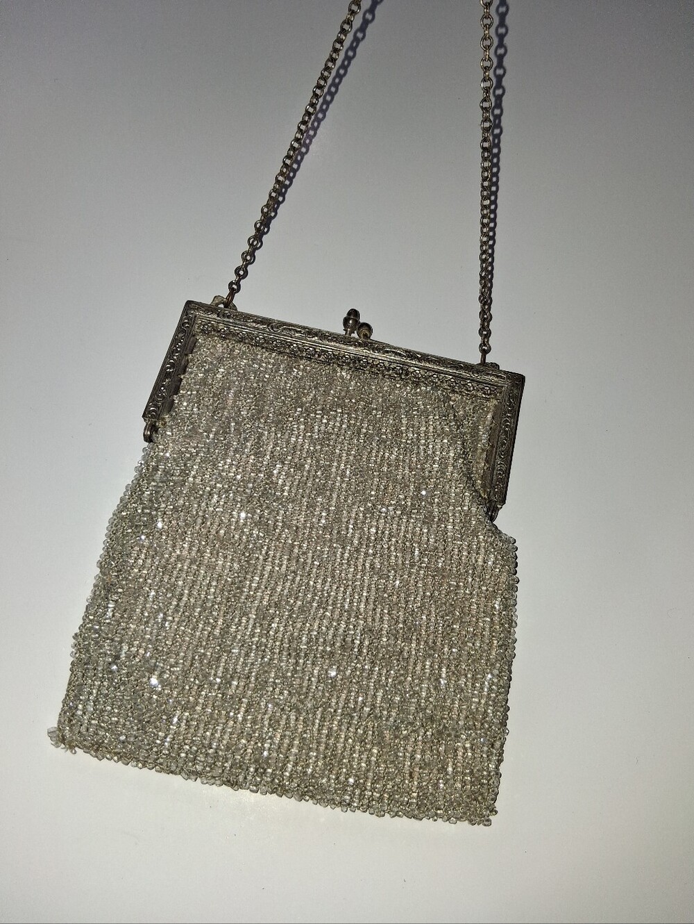 Vintage Beaded Evening Bag in Champagne